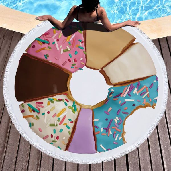 Круглое пляжное полотенце Одеяло Гавайское гавайское круглое большое микрофибровое полотенце Terry Beach Roundie Circle Ковер для пикника Коврик для йоги с бахромой Mandala ZZ