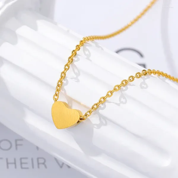 Подвесные ожерелья из нержавеющей стали сердца для женщин девочки Lover Gold Color Chect