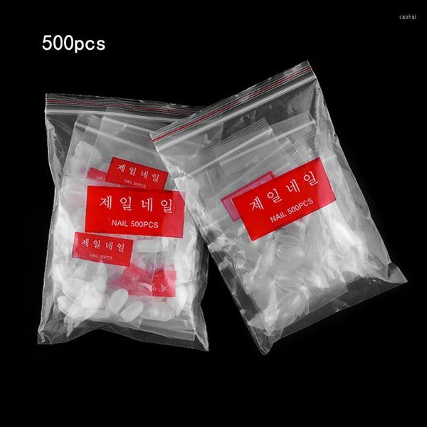 Ложные гвозди 500 ПК/сумка Короткие овальные куски поддельные гвоздь белый/прозрачный разгибательный патч корейский стандартный
