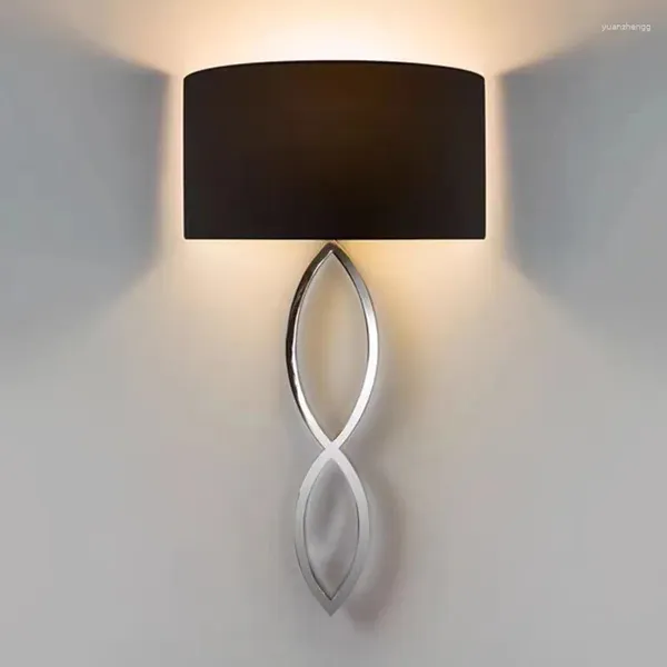 Lâmpadas de parede Caserta Luz Círculo Tecido Abajur LED Design Lâmpada Fundo Quarto Sala de Jantar Casa Decoração