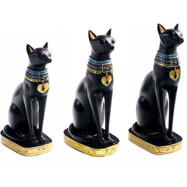 Resina artesanato exótico costumes estatueta estátua gato egípcio deusa bastet estátua decoração para casa presentes ornamentos vintage t200712313