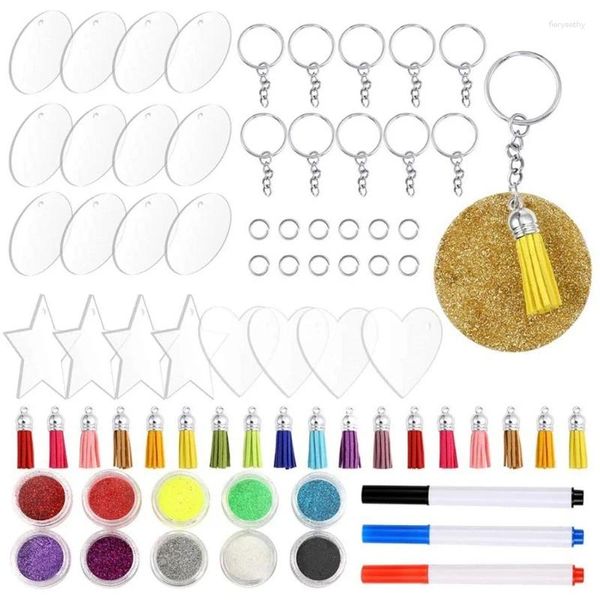 Chaveiros Acrílico Keychain Blanks Clear Circle Discs com Hole Jewelry Making