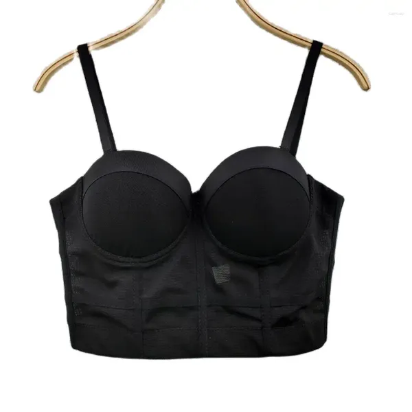 Regatas femininas Atoshare Sexy Malha Crop Top Casual Push Up Sutiã Roupas Góticas Camisole