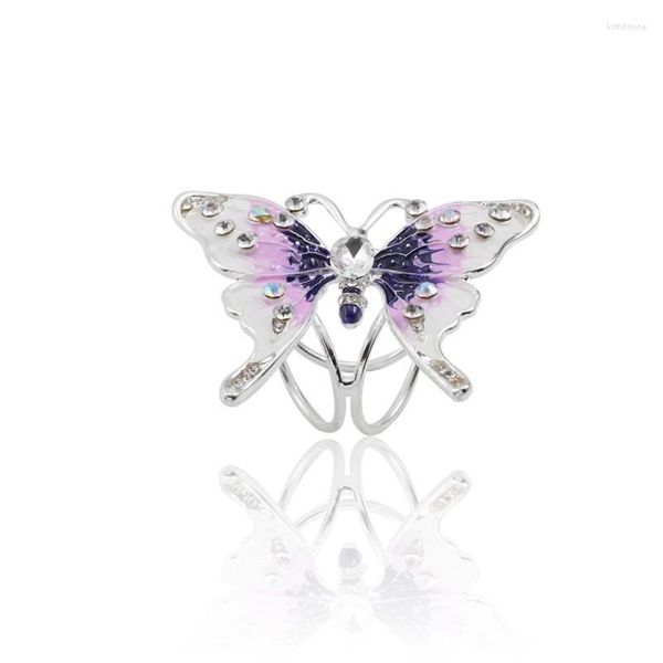 Spettame alla moda blu viola a forma di farfalla imitazione naturale strass per spille da spilla da donna fibbie fibbie per sciarpa clips gioielli regalo di Natale