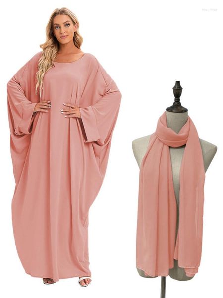 Abbigliamento etnico Abito Abaya da donna musulmana 7 Colori Abbigliamento da preghiera Ramadan Jalabiya Nero Abbaya saudita Jalabiyat Estate da donna Lungo velato