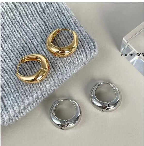 Kadınlar için Stud Gold Hoop Küpeler Yarım Ay Küre Kalın Tıknaz Küpeler Paslanmaz Çelik Gümüş Küpe 925 Takı Aksesuarları