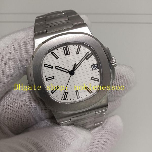 Relógios automáticos masculinos com foto real, data de 40 mm, mostrador branco prateado, pulseira de aço inoxidável 904L, movimento PP F Cal.324, relógio esportivo traseiro transparente mecânico