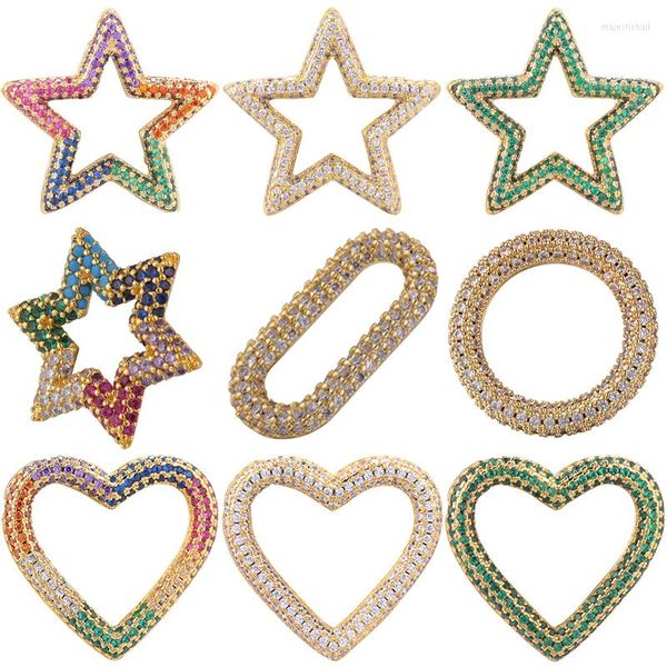 Charms Juya Diy Creative Micro Pave Zircon Liebe Herzkreis Runde Sterne für handgefertigtes Anhänger Armband Halskette Ohrringe machen
