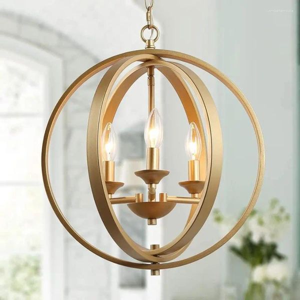 Lustres de ouro orb candelabro moderno globo 3 luminária para jantar sala de estar quarto foyer e cozinha