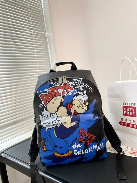 Zaino da uomo di design Zaino con lettera nera Zaino di grande capacità Cartoon Graffiti Borse di moda Borsa da viaggio di marca di lusso Zaini da donna Borse casual da esterno Totes