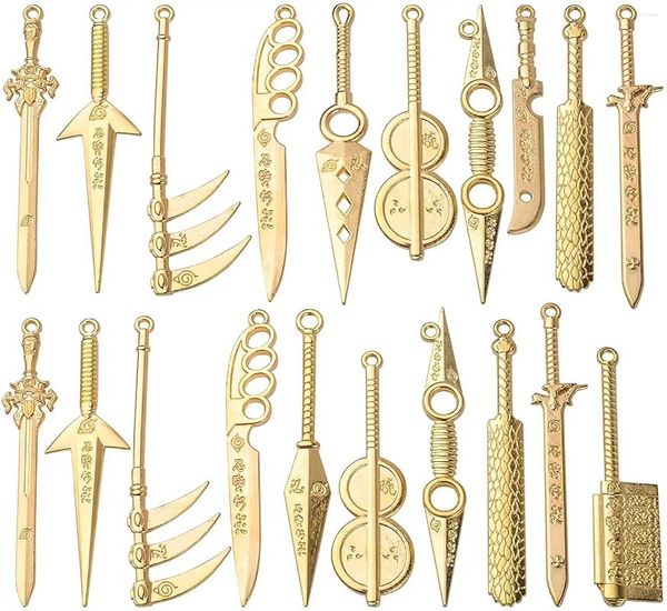 Anhänger Halsketten 20 stücke Vergoldet Gemischte Schwerter Messer Lesezeichen Charms Legierung Lange Anhänger Für DIY Schmuck Machen Handwerk Liefert