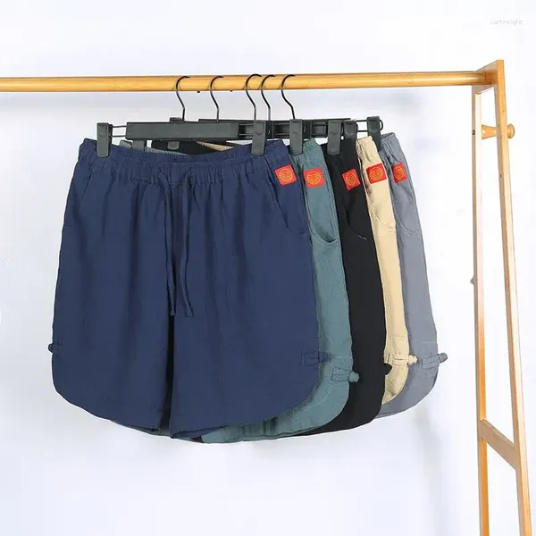 Shorts masculinos verão mes algodão secagem rápida casual cintura elástica bolsos de cordão correndo esportes ginásio azul solto moda calças curtas