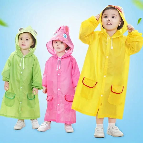 2 PCS Meninas Meninos Capa de Chuva, Jaqueta de Capa de Chuva Impermeável com Capuz, Animais de Desenho Animado, Capa de Chuva Impermeável Moda Infantil, Bicicleta ao Ar Livre Crianças Capa de Chuva Poncho Jaqueta com Capuz