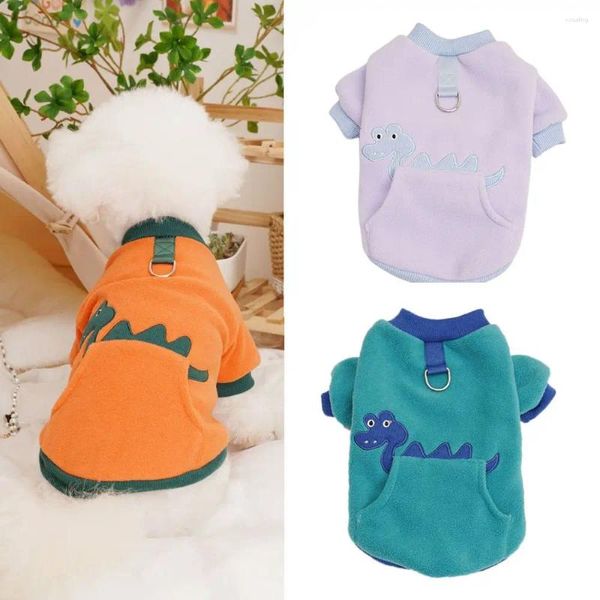 Abbigliamento per cani 2023 Felpe con cappuccio in pile spesso Cartoon Ricamo Abbigliamento per animali domestici Inverno caldo maglione per cuccioli Morbido gatto T-shirt Pullover con tasca