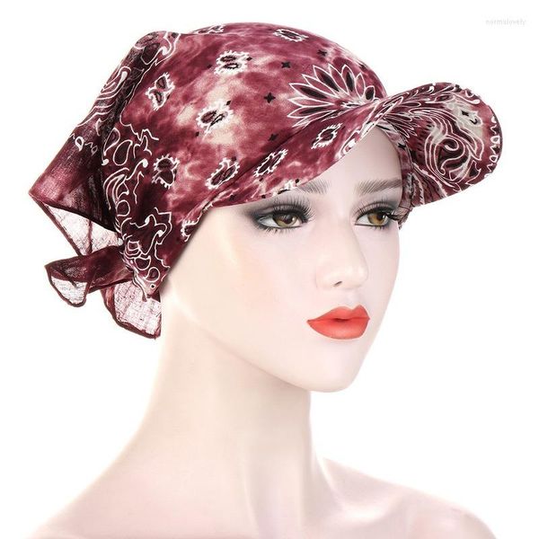 Berretti 2023 Estate Outdoor Antivento E Protezione Solare Turbante Cappello Per Le Donne Stampa Floreale Foulard Cofano Testa Femminile Avvolge Turbante Mujer