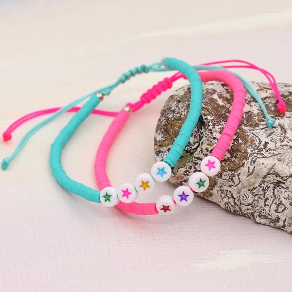 Strand Bracciale da donna Gioielli fatti a mano bohémien Braccialetti con ciondoli a forma di stella con perline colorate Accessori carini regolabili Regalo