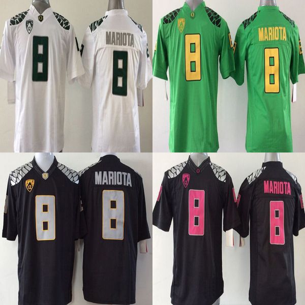 Gioventù #8 Marcus Mariota Custom College Oregon Ducks Maglie bianche Black Green Kids Dimensioni personalizzano American Football Wear Stitched Jersey Mix Order