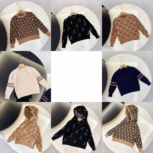 Junge Mädchen Mode Pullover Baby Pullover Herbst Winter Sweatshirt Luxus Kinder Pullover Brief Warme Jumper Top Kinder Kleidung Lange-ärmeln