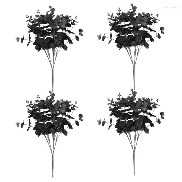 Fiori decorativi 4X 20 teste Artificiale nero eucalipto Fiore finto Pianta Decorazione della festa nuziale