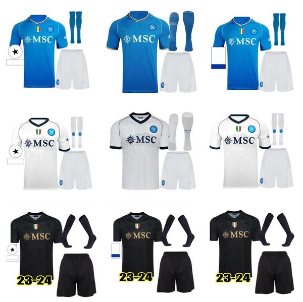 Yetişkin Kit 23 24 Maglia Napoli Futbol Formaları 2023 2024 Napoli Erkekler Futbol Gömlek H.Lozano Kvaratskhelia Simeone Maradona Osimhen Anguissa Elmas Futbol Formaları
