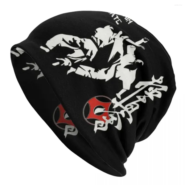 Berets Kyokushi Karate Kumite Szene Motorhaube Hüte Straße Strickmütze Für Männer Frauen Warme Winter Kämpfer Kampfsport Skullies Beanies Caps