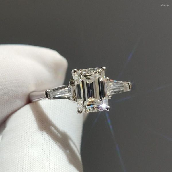 Cluster Ringe Inbeaut 925 Silber Smaragdschliff 1 Ct 5 7mm D Color Pass Diamond Test Rechteck Moissanite Ehering Damen Schmuck