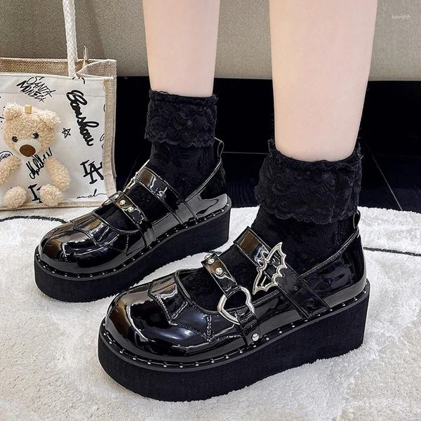 Sapatos de vestido Lolita JK Uniform Plataforma Escola Japonesa Salto Alto Bonito Mary Jane College Girls 2023 Mulheres Sapato