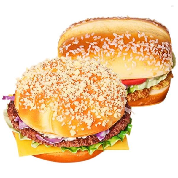 Decorazione per feste 2 pezzi PU hamburger modelli tavola ad acqua giocattoli oggetti di scena decori per negozi ornamenti per il desktop accessori cosplay per bambini