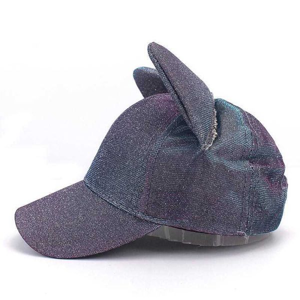 Berretti da bambina carino orecchio angolo berretto da baseball rimbalzo estivo regolabile cappello da sole bambino hip hop brillante cappelli snapback