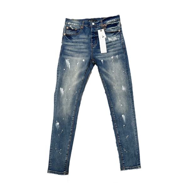 фиолетовые джинсы, дизайнерские джинсы с белым точечным принтом, узкие эластичные брюки для мужчин, потертые брюки на молнии для мужчин, эластичные джинсовые замшевые нашивки, мужские дизайнерские джинсы