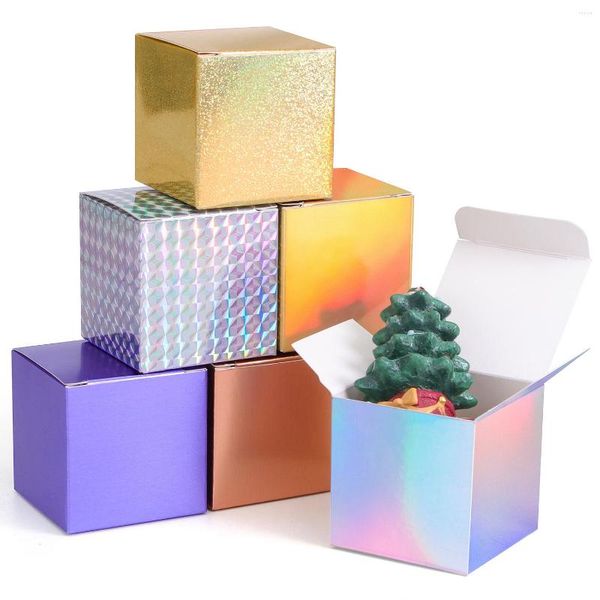 Wrap regalo 5x5x5cm Square Box Packaging Holiday Party Candy Purple Gold Product