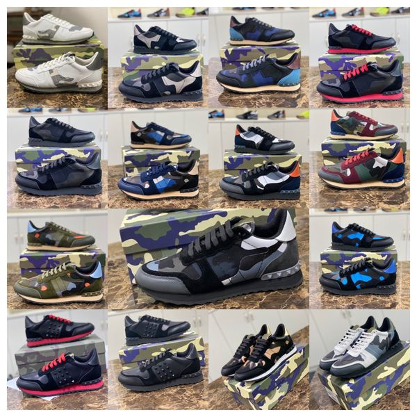 Marca desingner sapatos casuais de alta qualidade sapatos femininos camuflagem cor tênis malha esportes rendas até apartamentos lazer sapatos masculinos couro genuíno