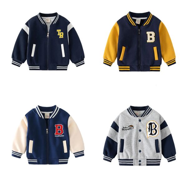 Giacche Primavera Autunno Bambini Ragazzi Giacche Ricamo Lettere Patchwork Cappotto allentato Cotone Caldo Uniforme da baseball Bambini Ragazzo Capispalla 231123