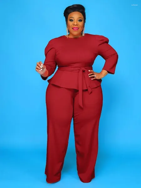 Roupas étnicas 2023 XL-5XL Roupas Africanas para Mulheres Outono Elegante África Manga Longa O-pescoço Plus Size Top Pant Conjuntos de Correspondência