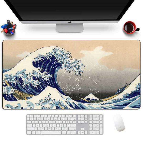 Mouse blocos de mouse Prave de pulso Arte do computador Mouse Pad Japan A Grande Onda de Kanagawa Gaming Mousepad Gamer XL Borracha Otaku Teclado Pad Laptop Mat J230422