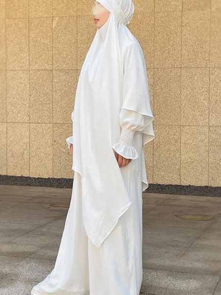 Roupas étnicas Jilbab Set Mulheres Muçulmanas Oração Outfit Ramadan Eid Islam Roupas Longo Khimar com Abaya Vestido Dubai Turquia Burqa Kaftan 2