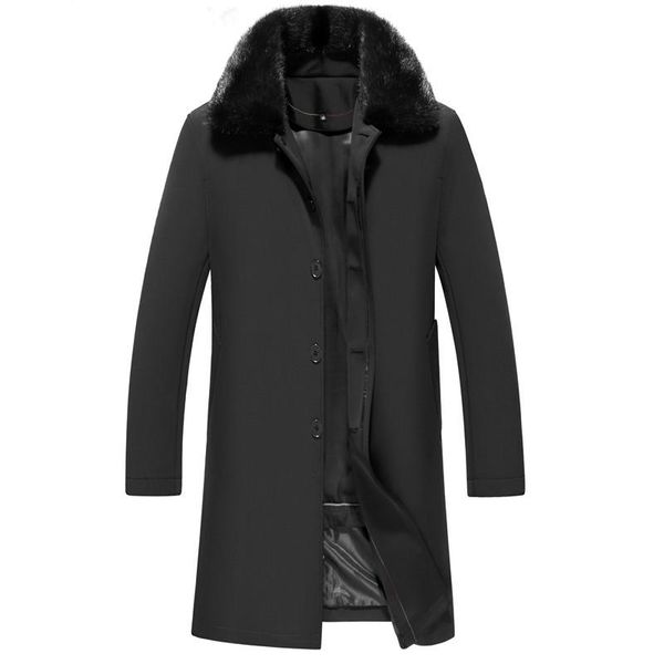 Fodera in vera pelliccia sintetica da uomo in pelle Parka Cappotto lungo da uomo Giacca invernale Colletto in visone Parka Plus Size Chaqueta LSY088501 MY1411