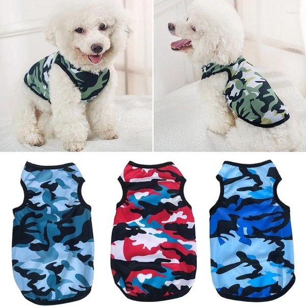 Cão vestuário 2023 camuflagem pet tank top para moda pequeno colete macio filhote de cachorro camisa proteção solar camiseta roupas