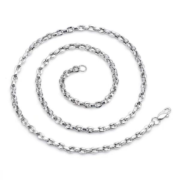 Solide Kaffeebohnen Gliederkette Halskette Edelstahl Schmuck Silber Farbe Für Herren Damen 5 mm 24 Zoll Mode Geschenke Perfektes Geschenk für Weihnachten