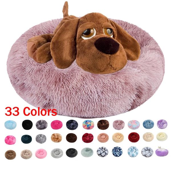 Canis Pens Grande Cama de Cachorro Pet Sofá Tapete para Cães Gato Tapetes Longo Pelúcia Cama Redonda Inverno Quente Dormindo Pet Nest Almofada Filhote de Cachorro Donut Cães Calmantes 231123