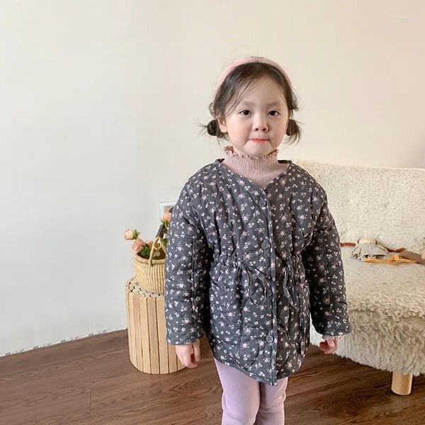 Piumino per bambini Abbigliamento imbottito in cotone Autunno e inverno Top cardigan casual caldo in cashmere alla moda per ragazza spessa in stile coreano