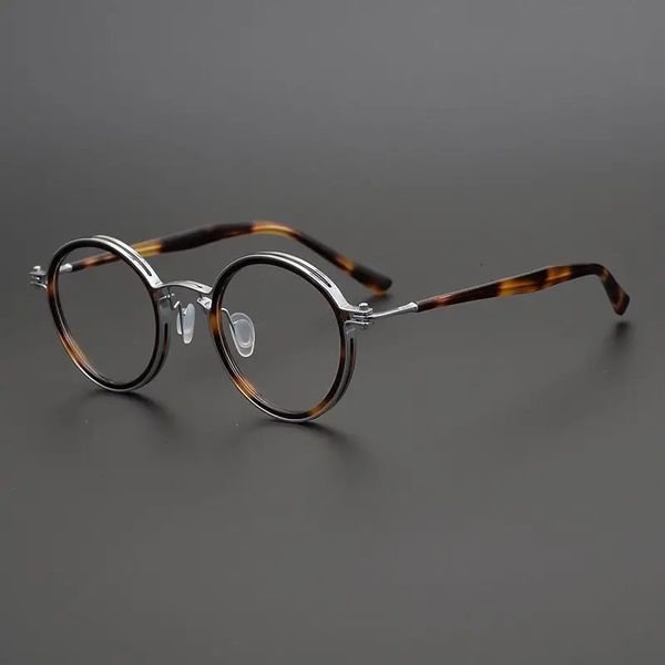 Montature per occhiali da sole di alta qualità giapponese fatta a mano ultraleggera retrò occhiali rotondi montatura da uomo occhiali da vista ottica lente miopia 231123