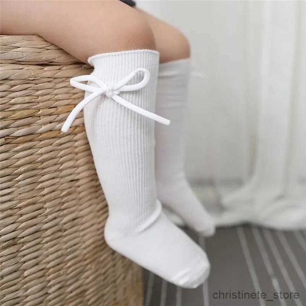 Kindersocken Herbst Kinder Kniestrümpfe Baby Mädchen Jungen Schleife Flache Lange Socke Weiche Baumwolle Solide Kinder Prinzessin Socken Für 0-7 Jahre R231204