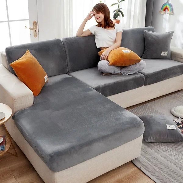 Stuhlhussen, elastisch, Sofabezug, minimalistisch, modern, Plüsch, halb umwickeltes Kissen, Handtuch, Couch, L-Form