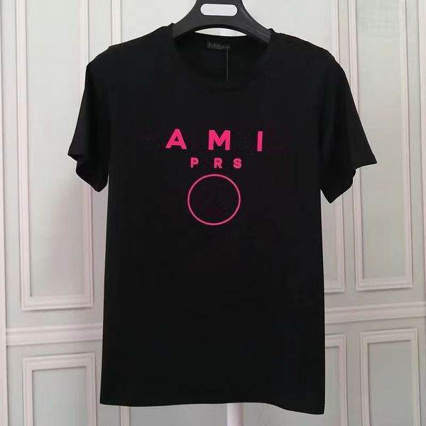 T-shirts femininas Ins American Retro Street Style T-shirt de manga curta masculina e feminina moda solta verão envelhecido meninas preto