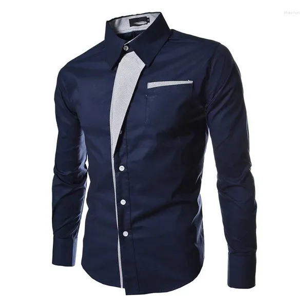 Männer Casual Hemden 2023 Persönlichkeit Mode Design Hemd Langarm Farbe Passenden Slim Fit Button Down Party Kleid