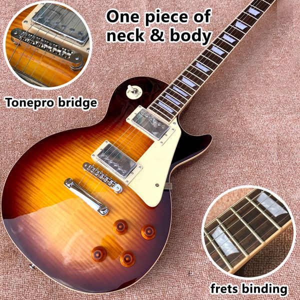 Custom Shop, fabriqué en Chine, guitare électrique de haute qualité, une seule pièce de corps, pont Tune-o-Matic, reliure de frettes, livraison gratuite01