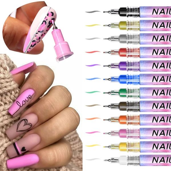 Vernis à ongles Nail Art Dessin Graffiti Stylo Gel Crayon En Plastique Étanche Peinture Liner Brosse Blanc Marqueur Stylo Manucure Décoration Outils 231123