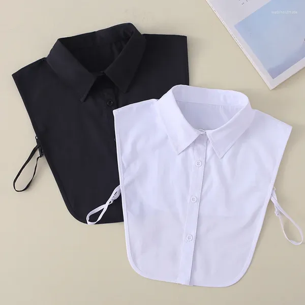Laços 2023 algodão branco colar falso para mulheres camisa preta gravata falsa vintage destacável lapela blusa tops metade
