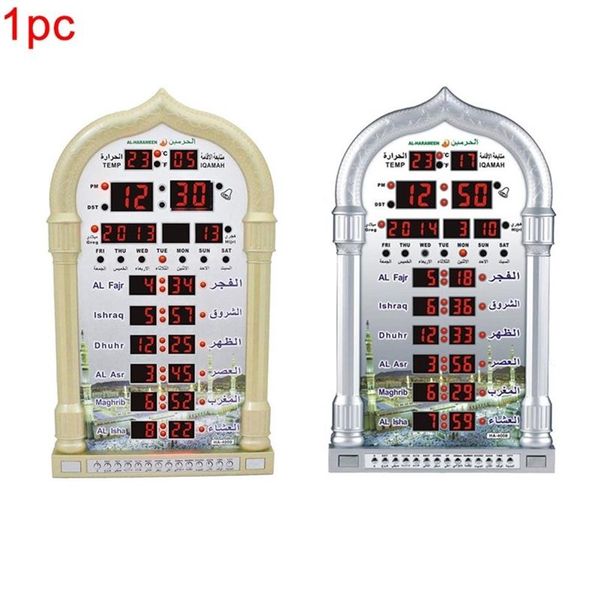 Relógio islâmico led azan música tocando presente mesa de parede mesquita calendário de oração muçulmano decoração de casa tempo lembrando ramadan automático y20293g